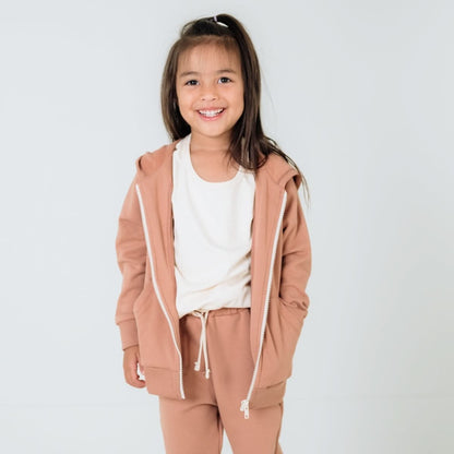 Kids' Bamboo Fleece Zip-Up Hoodie | Terracotta