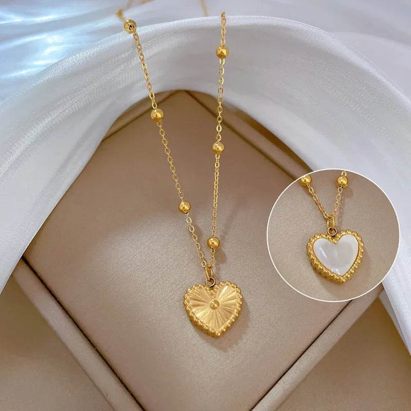 Collier Cœur Amour pour la Saint-Valentin Tempérament Personnalité Minimaliste Four Réel Or Collier Femme