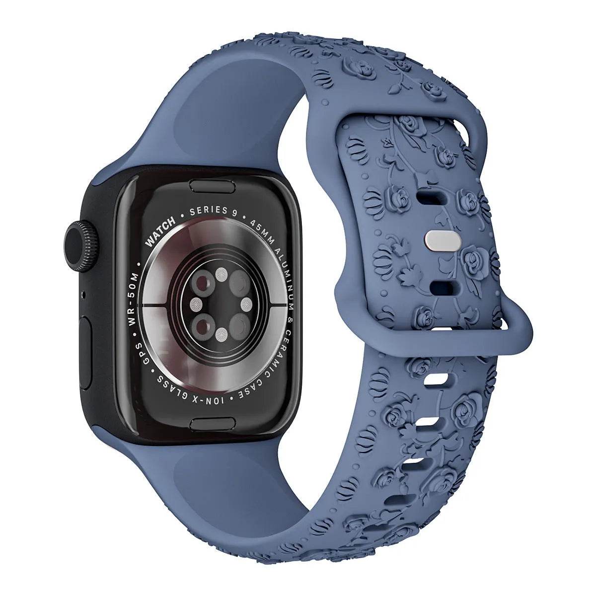 Embossed Rose Silicone Watch Strap
