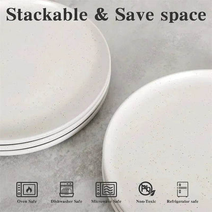 6PCS Flat Ceramic Steak Plate Salad Plates