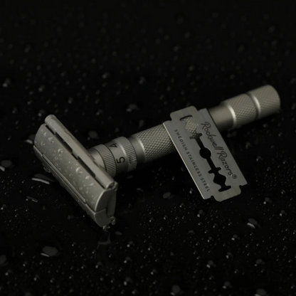 Rockwell T2 Adjustable Twist-To-Open Stainless Steel DE Safety Razor - Matte Silver