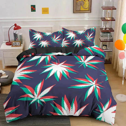 Parure de lit Feuille de Cannabis Psychédélique Colorée
