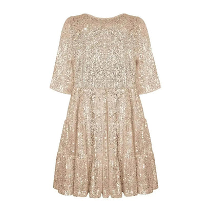 Elegant ladies Sequined Short Mini Skater Dress