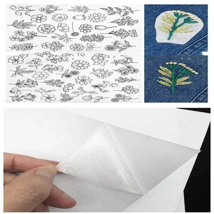 50pcs Water Soluble Stick and Stitch Embroidery Patterns stickers for Clothes