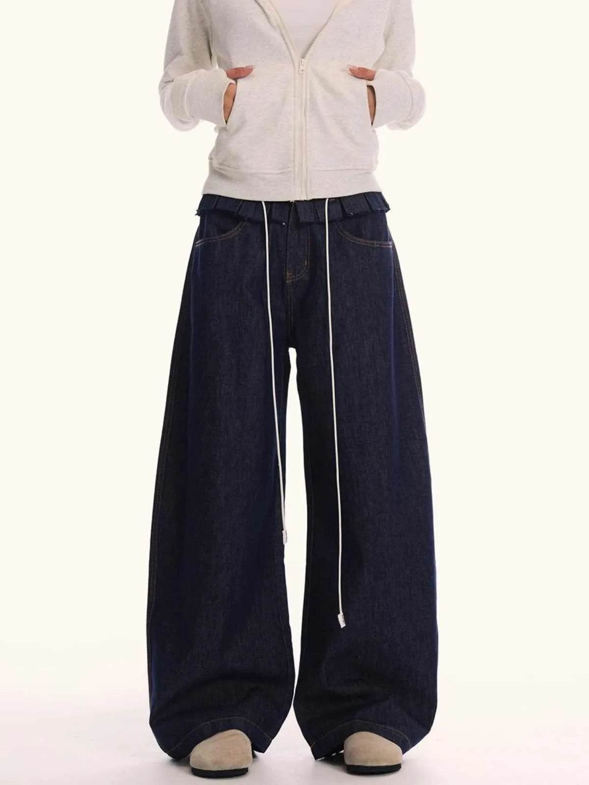 Pantalon jean ample à taille lâche pour hommes et femmes
