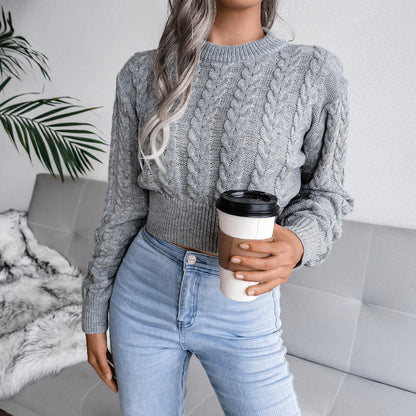 Women’s Autumn Knit Sweater Crop Top – Stylish Cropped Pullover Jumper
