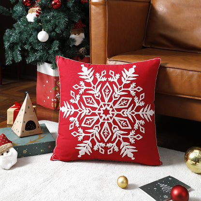 Holiday Reindeer Throw Pillow Cover – Cartoon Elk Embroidered Cushion Case for Sofa & Home