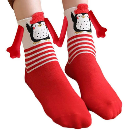 Hand Holding Couple Magnetic Handle Christmas Stockings