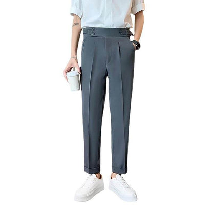 Work Office Business Formal Men's Trouser Draping Cropped Small Suit Pants Men