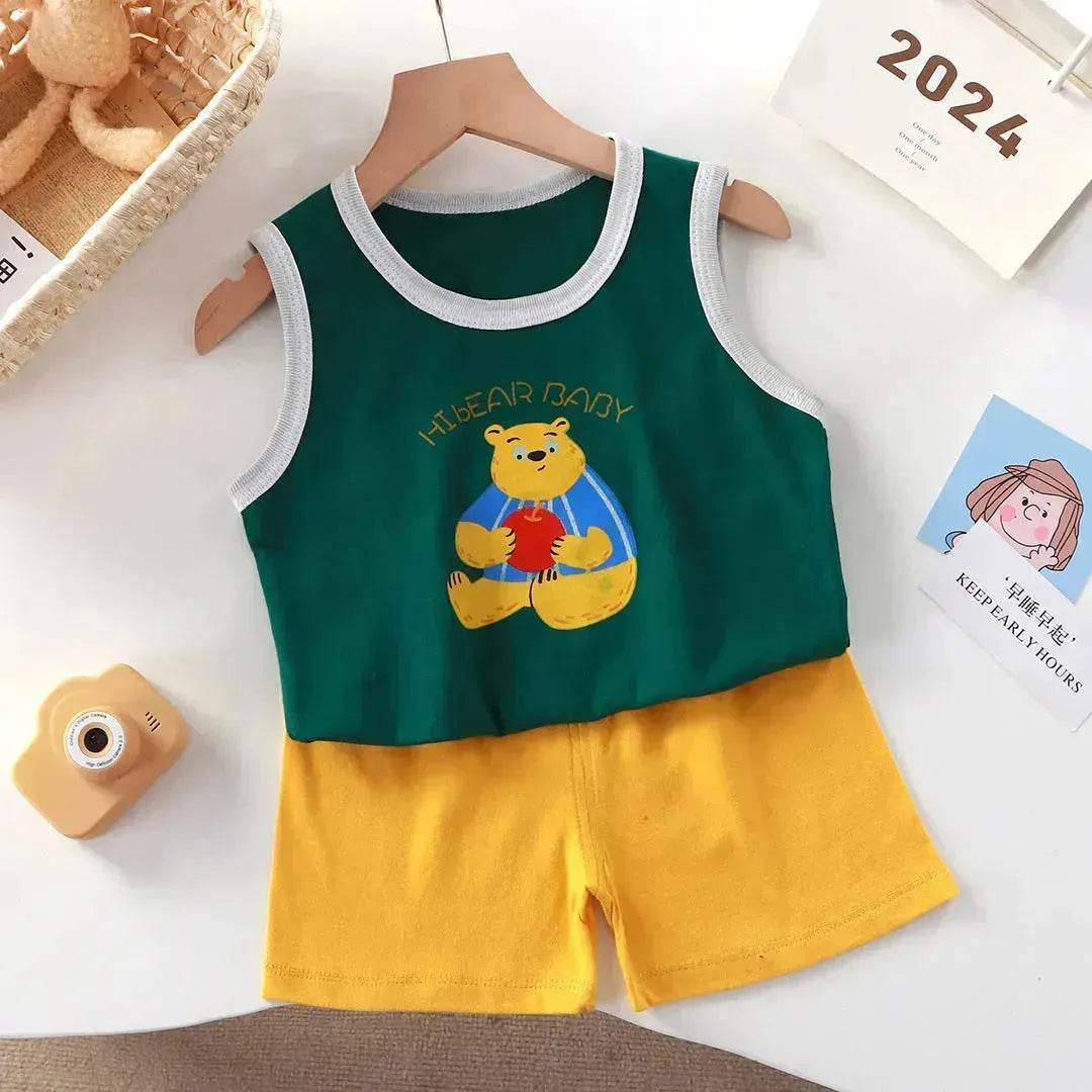 New Vest Suit Cotton Sleeveless Boy Summer Clothing Vest Two-piece Set  for boys