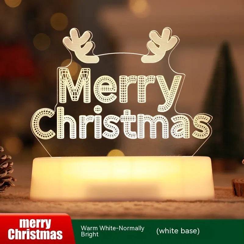 Décoration de Noël Lampe 3D Acrylique LED Veilleuses Nouvel An Saint-Valentin Cadeau de Noël pour Enfants Ornements de Noël