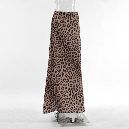 Leopard Long Skirt Fashion Mermaid Skirt Womens Clothing