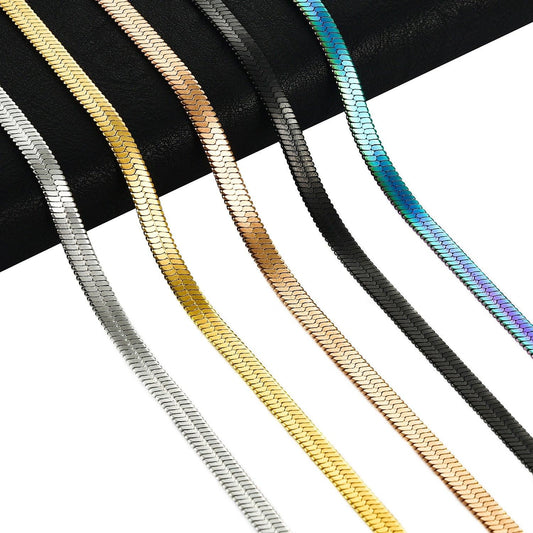 Collier en acier inoxydable plat couleur or