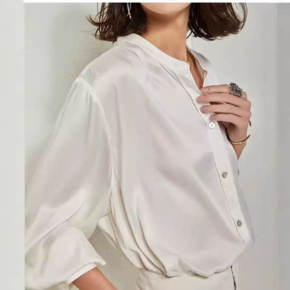 Chemise en soie simple et ample pour femmes, style décontracté, pour l'automne