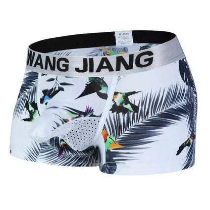 Silk Breathable Mesh Floral Ball sack Brief Boxers with Pouch Underwear