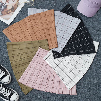 Mini Plaid Pleated High Waist Skirt A- Line Skirt