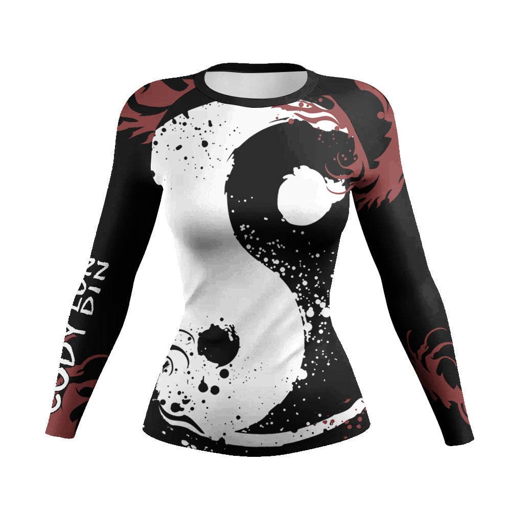 Printed Slim Fit Long Sleeve Workout Tops for Women