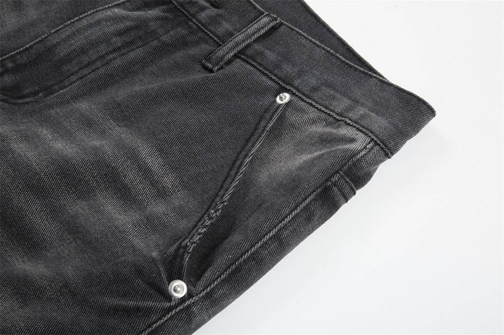 Punk Beggar Ripped Denim Straight-leg Trousers Men Jeans