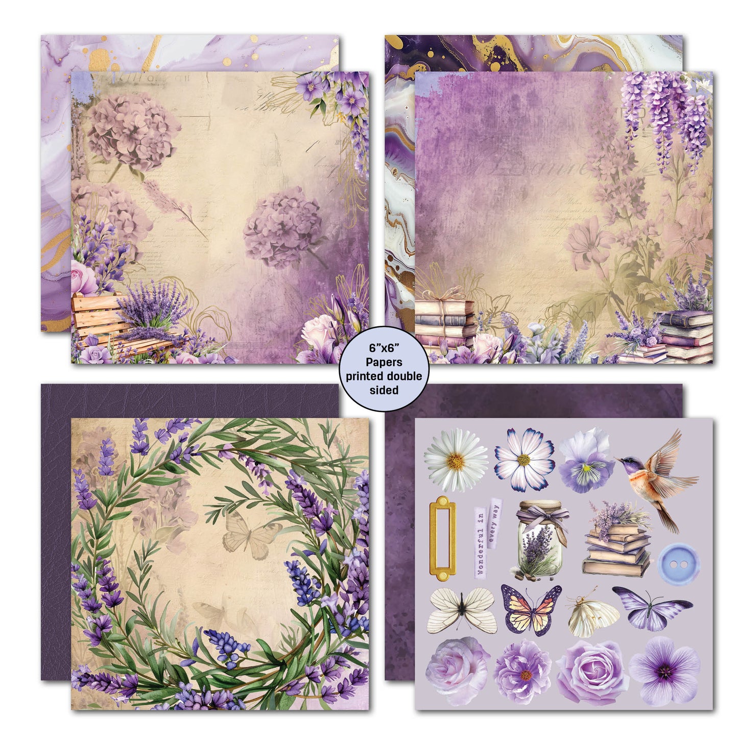 3Quarter Designs Bloc de Papiers Lilac Euphoria 6x6