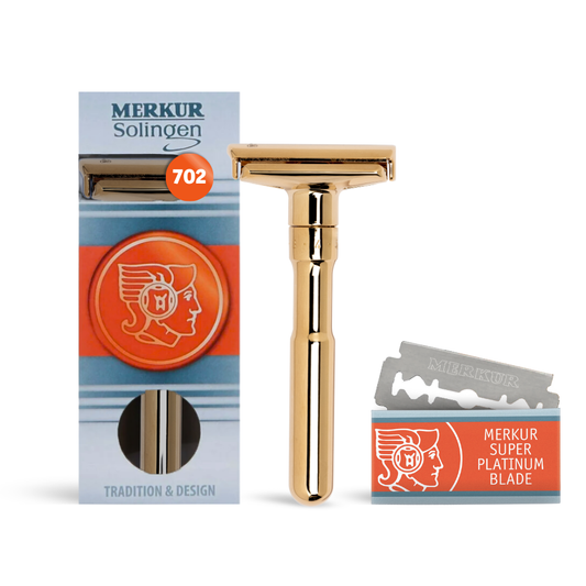 Rasoir de sûreté Merkur Futur réglable à double tranchant avec fermeture à clip, or