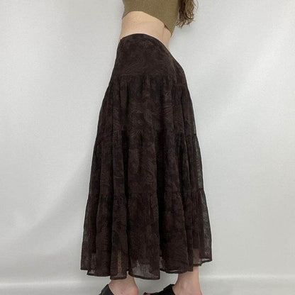 Retro Paisley Printed Skirt Women's Low Waist Midi skirt