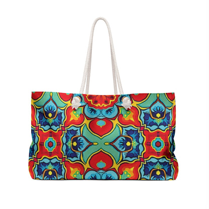 Colorful Kaleidoscope Pattern Weekender Bag | Bright Floral Geometric Tote