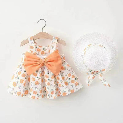 Casual Newborn Baby girl Printed Bow Princess Dress