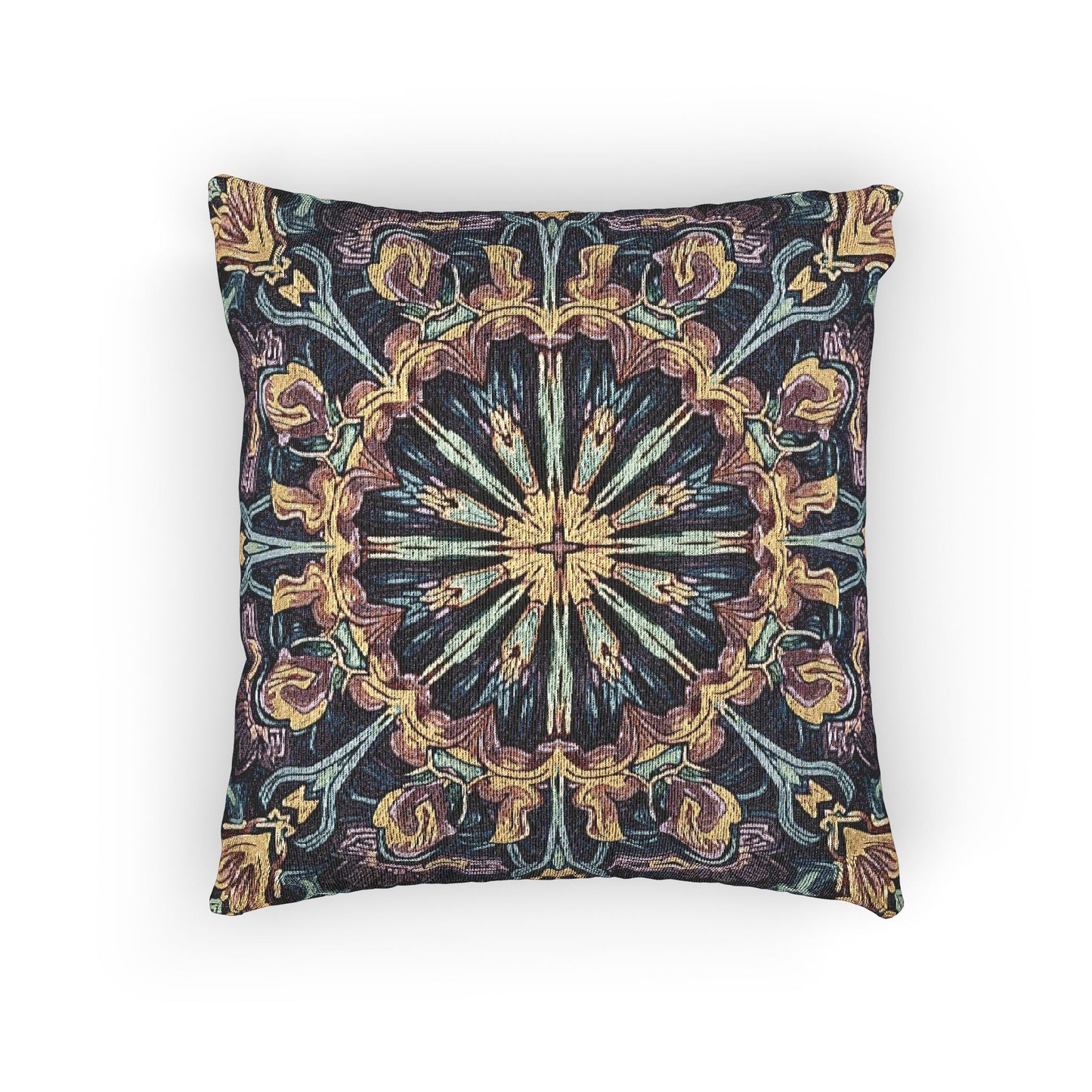 Geometric Mandala Woven Pillow | Boho Mosaic Throw Cushion