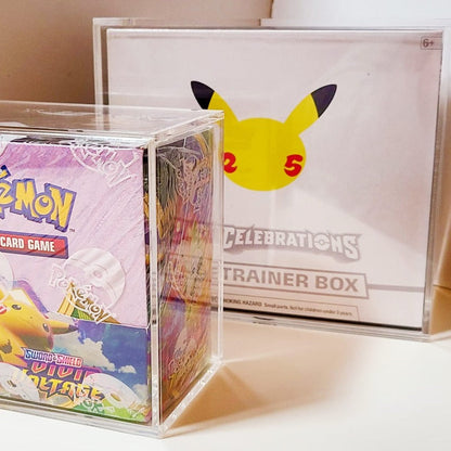 Boîte d'entraînement d'élite Pokémon ETB avec couvercle coulissant anti-UV – Protection en acrylique EVORETRO 4,0 mm (lot de 4)