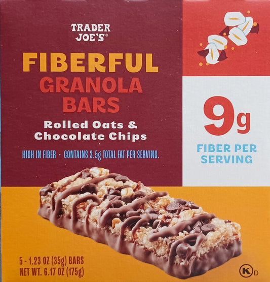 Barres granola riches en fibres de Trader Joe's, avoine roulée et pépites de chocolat, 175 g