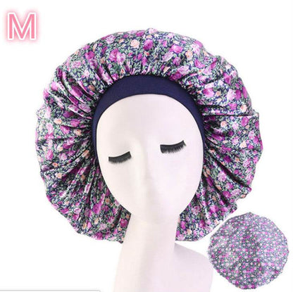 Beauty print Satin Silk Hair Bonnet for sleeping