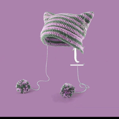 Breathable Windproof Cute Thermal Head Cover Woolen Cap beanies