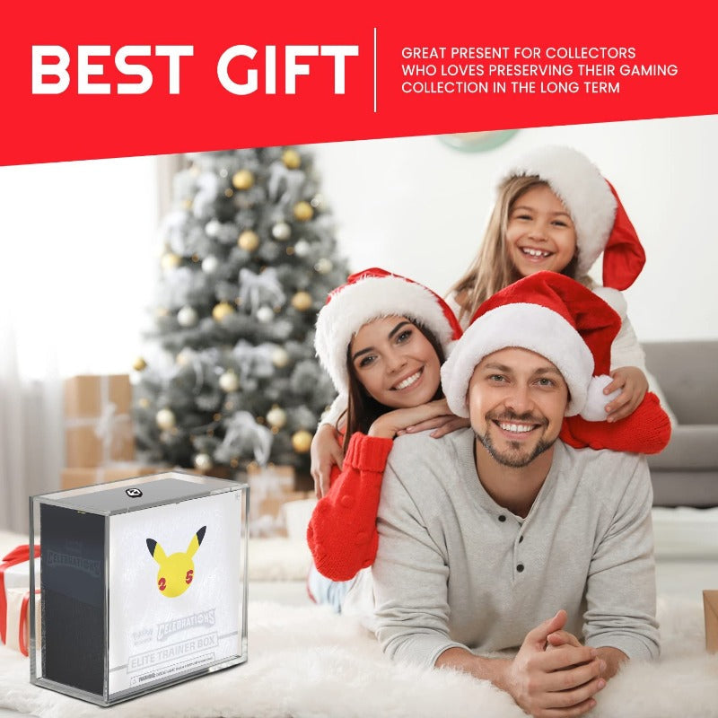 Boîte d'entraînement d'élite Pokémon ETB avec couvercle coulissant anti-UV – Protection en acrylique EVORETRO 4,0 mm (lot de 4)