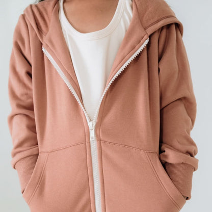 Kids' Bamboo Fleece Zip-Up Hoodie | Terracotta