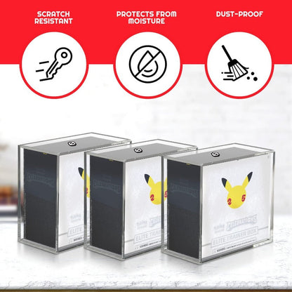 Boîte Dresseur d'élite Pokémon ETB avec couvercle coulissant Anti-UV - Protecteur Acrylique EVORETRO 4.0MM (Paquet de 12)