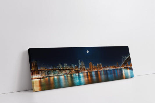 Grand Art Mural sur Toile - NYC Skyline avec la Lune - Impression sur Toile