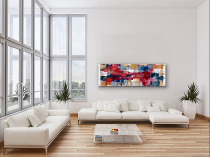 Art mural Burgoyne — Tissage abstrait au pinceau – Grand tableau mural sur toile – Beaux-Arts – Vernis RGB