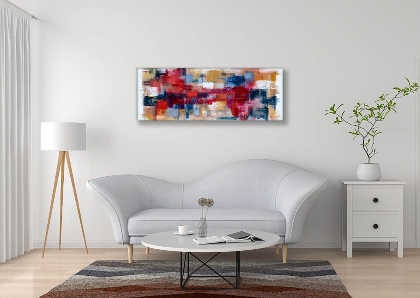 Art mural Burgoyne — Tissage abstrait au pinceau – Grand tableau mural sur toile – Beaux-Arts – Vernis RGB