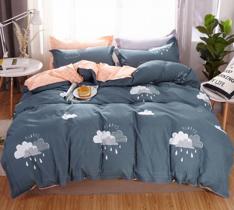 4-Piece Diamond Velvet Bedding Set – Geometric Pattern Duvet Cover & Sheet Set