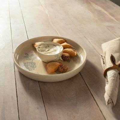 Handcrafted Ceramic Chip And Dip Bowl  Stylish Serving Bowl For Parties  Gatherings