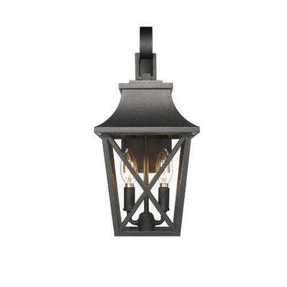 Applique Murale Extérieure Noire 2 Lumières, Grands Luminaires Muraux Extérieurs Modernes, Applique Murale de Porche Industrielle avec Verre, Éclairage Extérieur de Ferme Étanche