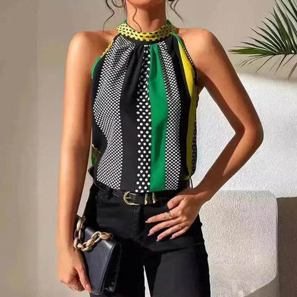 Women's Polka Dot Top Halter Neck – Classy & Elegant Style