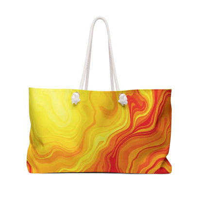 Fiery Abstract Swirl Weekender Bag | Marble Gradient Travel Tote