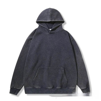 Unisex Teen Waxed Washed Distressed Hoodie Sweatshirt Pullover top