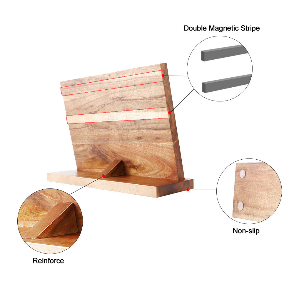 Magnetic Wooden Knife Holder – Modern Kitchen Wall-Mounted Knife Storage Rack