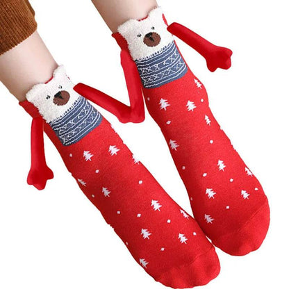 Hand Holding Couple Magnetic Handle Christmas Stockings