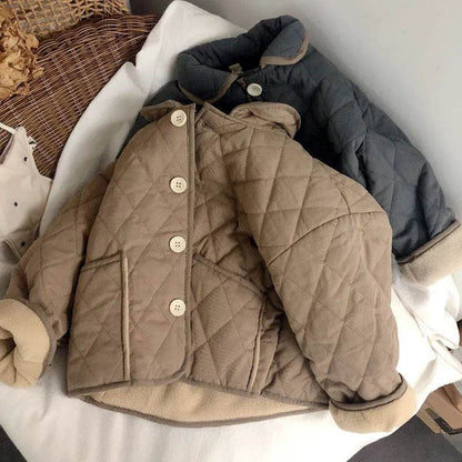 Coat Girls' Cashmere Cotton-padded Coat Lapel Warm Coat