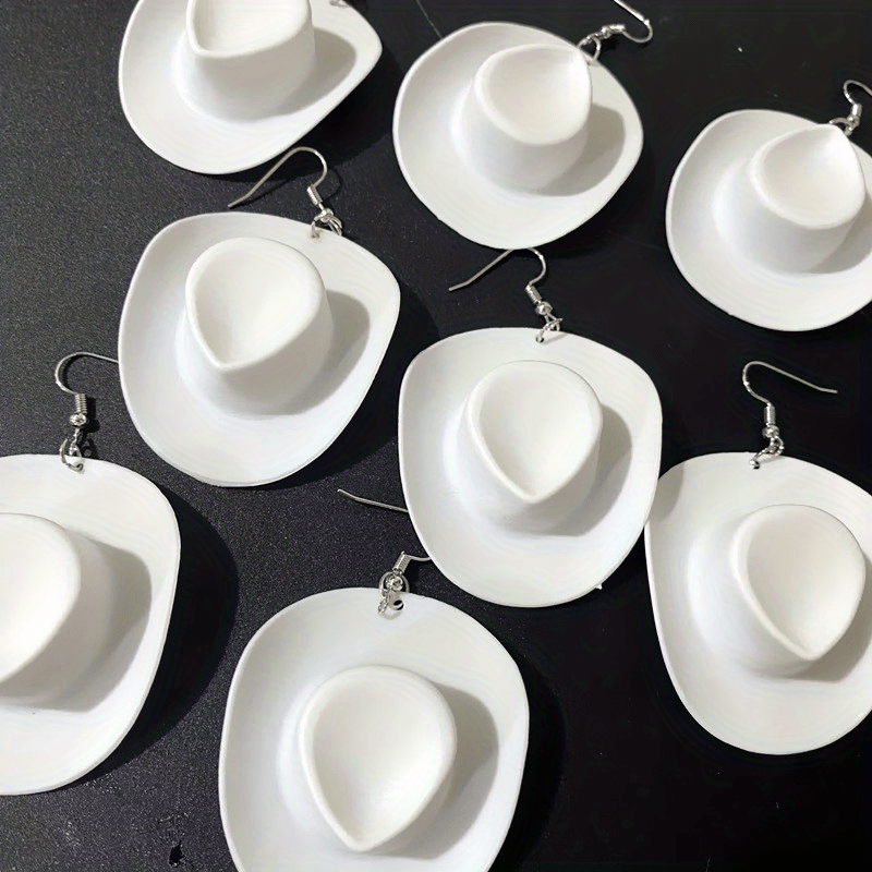 1 paire de boucles d'oreilles pendantes fantaisie en forme de chapeau de cowboy disco - Bijoux fantaisie amusants pour filles et femmes - Idée cadeau unique pour anniversaire, Noël ou toute autre célébration