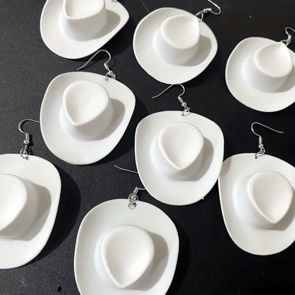 1 paire de boucles d'oreilles pendantes fantaisie en forme de chapeau de cowboy disco - Bijoux fantaisie amusants pour filles et femmes - Idée cadeau unique pour anniversaire, Noël ou toute autre célébration