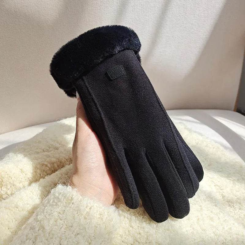 Gants d'équitation en daim matelassés, doublés polaire, chauds et mignons
